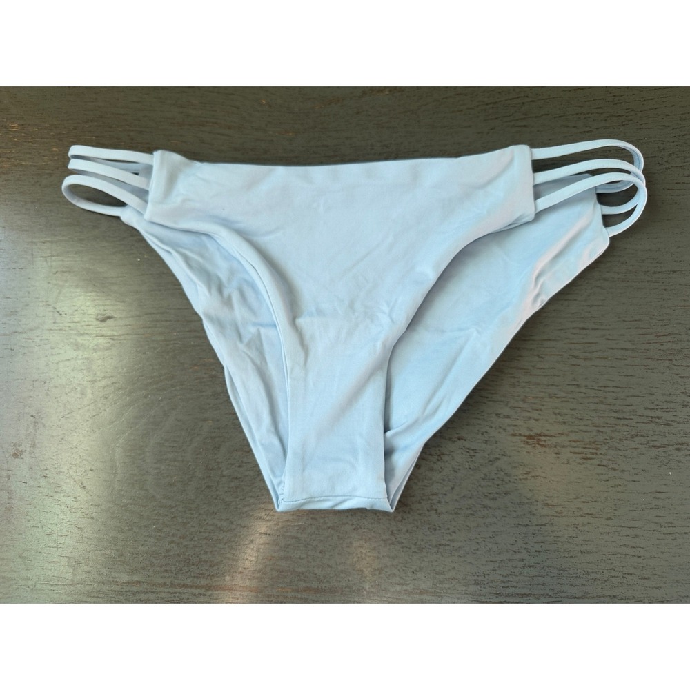 L Space Estella Bikini Bottom Light Blue Cutout Side Straps Medium